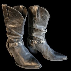 Ash Black Durango Western Slouch Boots Distressed W 8.5